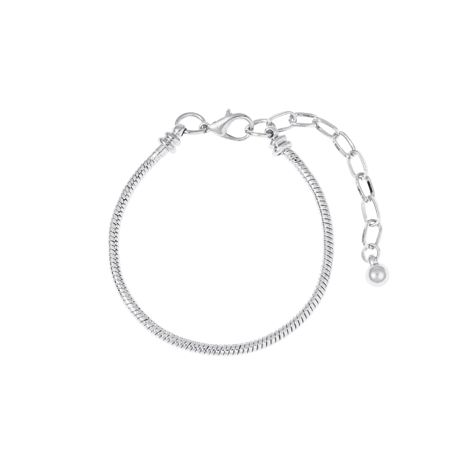 Silverfärgat armband för dam, ormlänk för berlocker