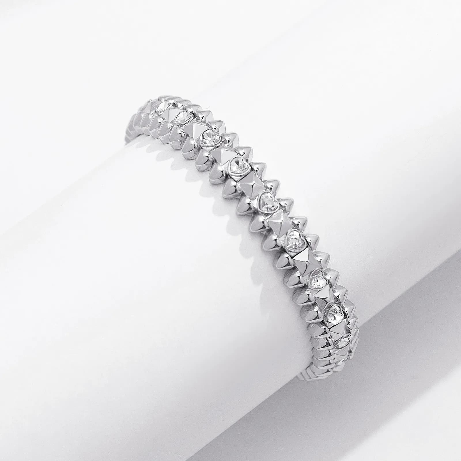 Silverfärgat armband Spike Noir, klara hjärtan - Elastiskt 2