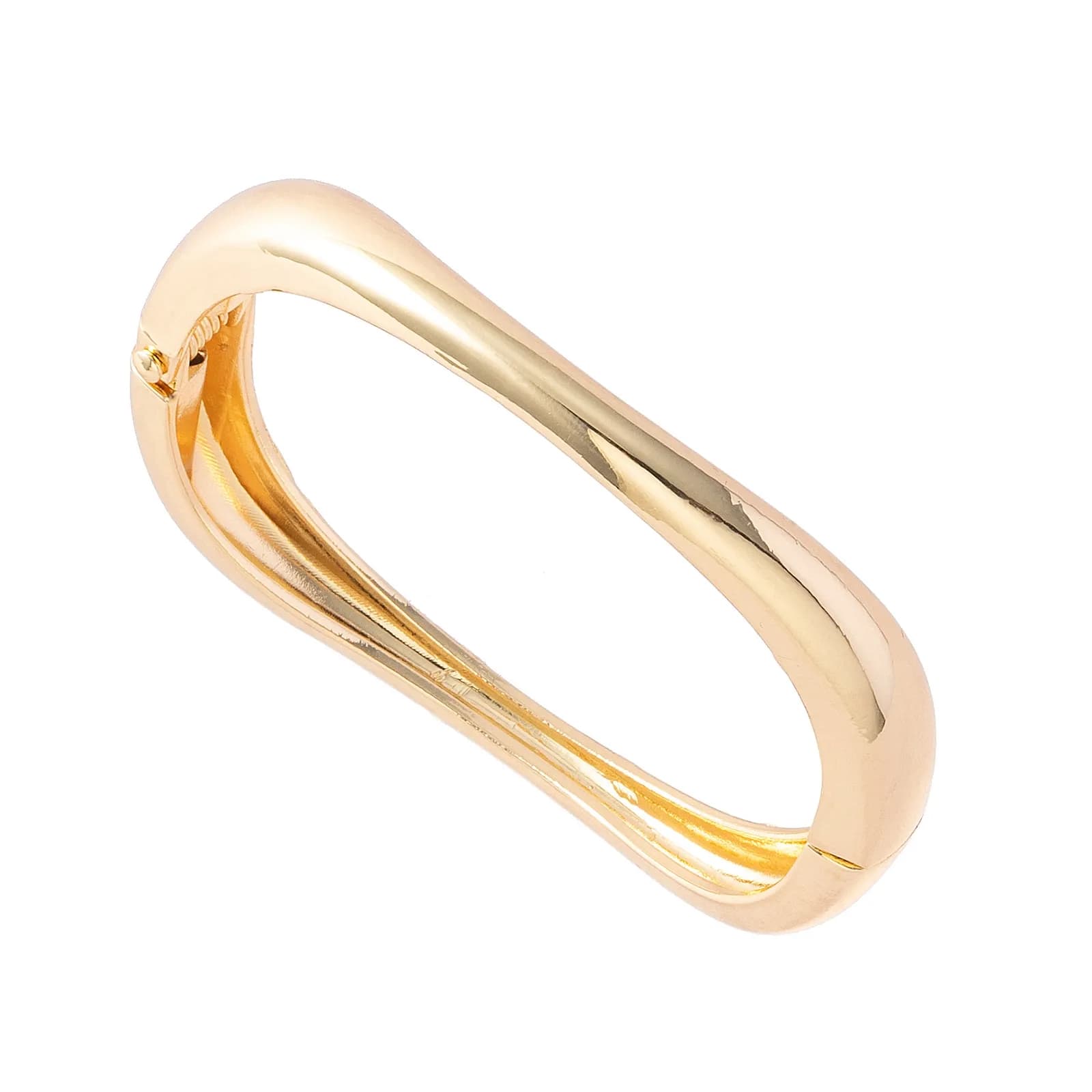 Guldfärgat armband, stelt med vågig form - 7x6 cm 2