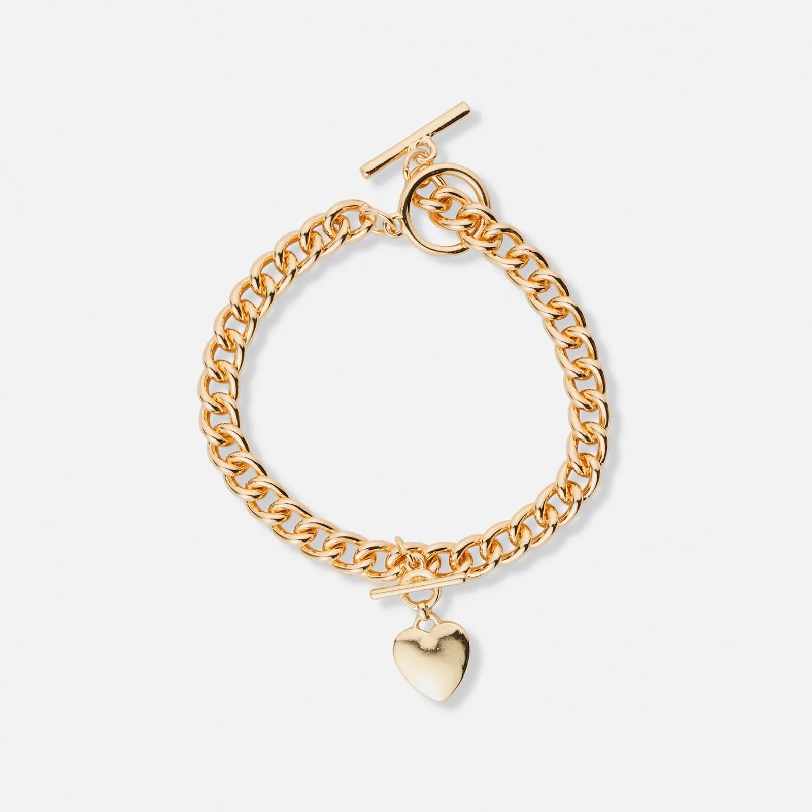 Guldfärgat armband, hjärthänge - 18 cm