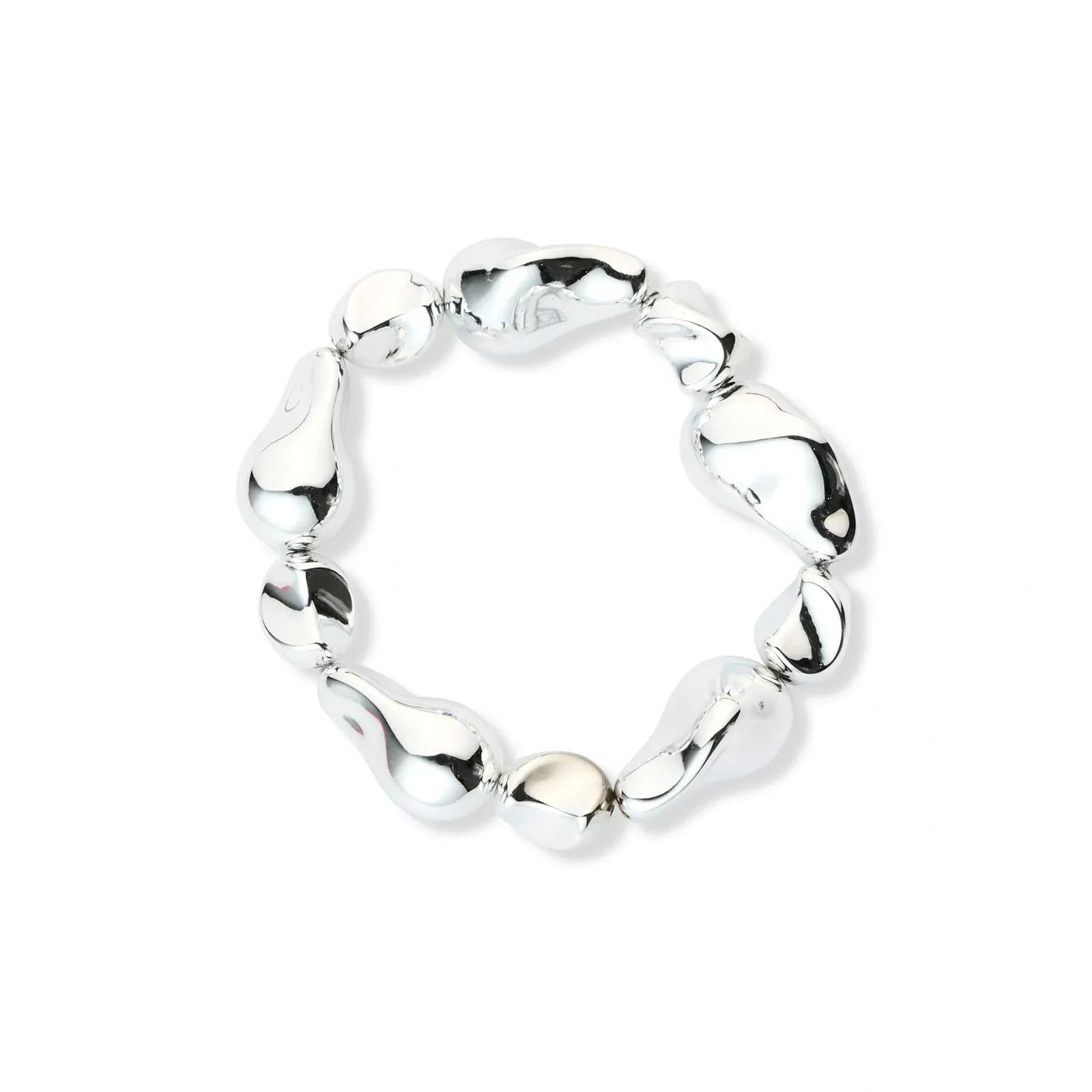 Silverfärgat armband, ojämna kulor - 17cm