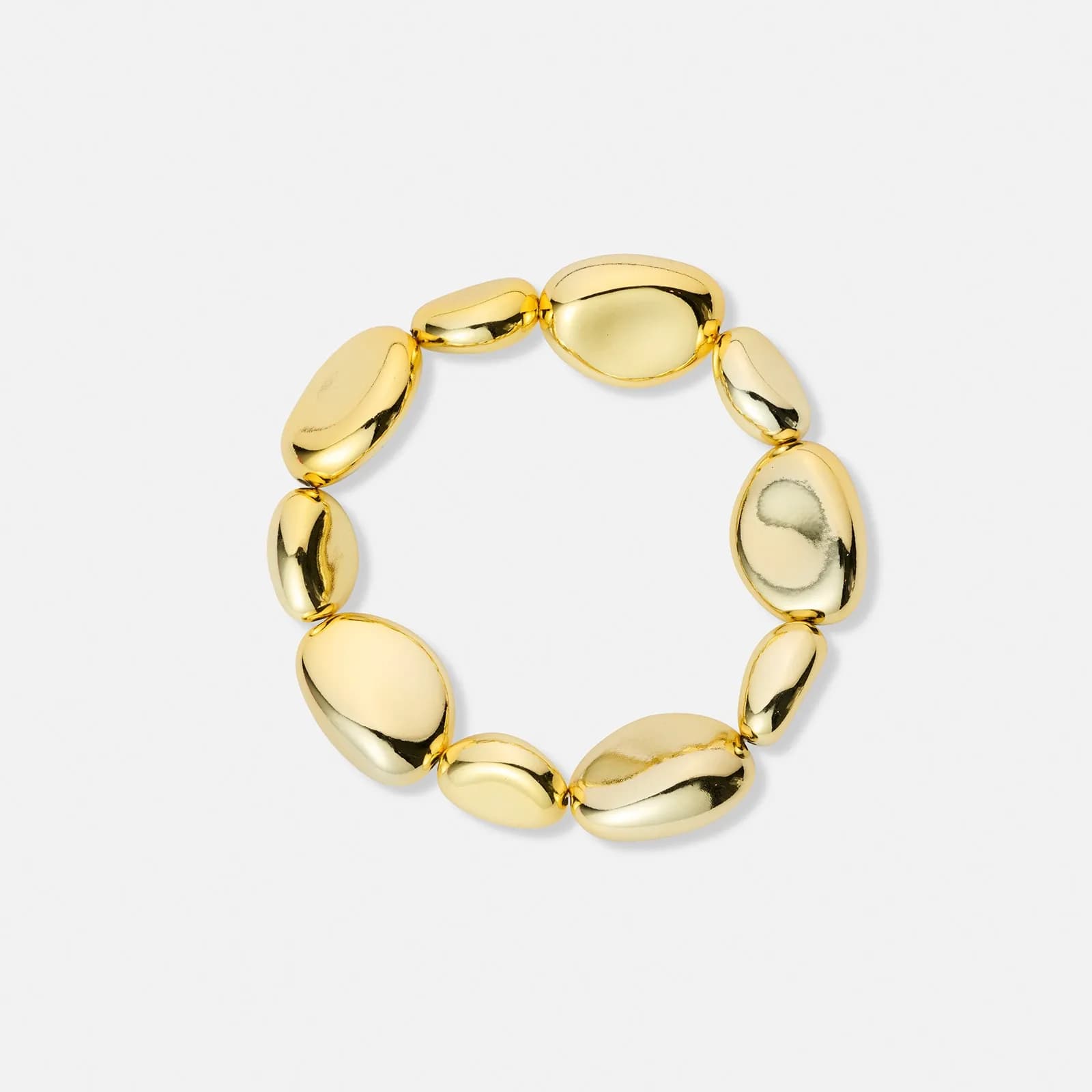 Guldfärgat armband, stora ojämna kulor - 17cm
