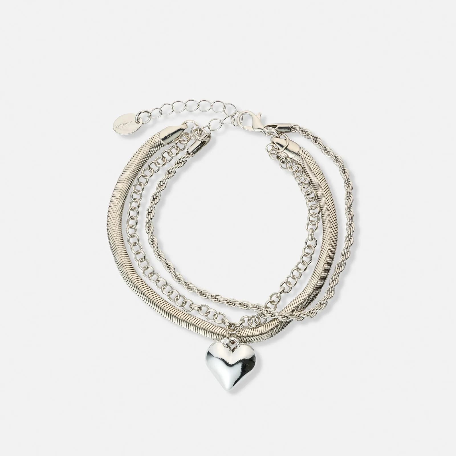 3-pack silverfärgade armband - 19,5+5 cm