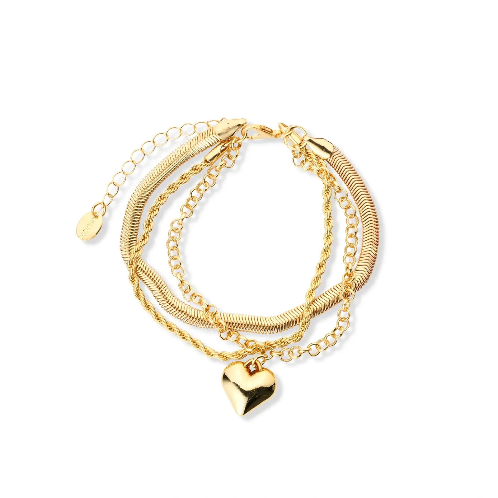 3-pack guldfärgade armband - 19,5+5 cm