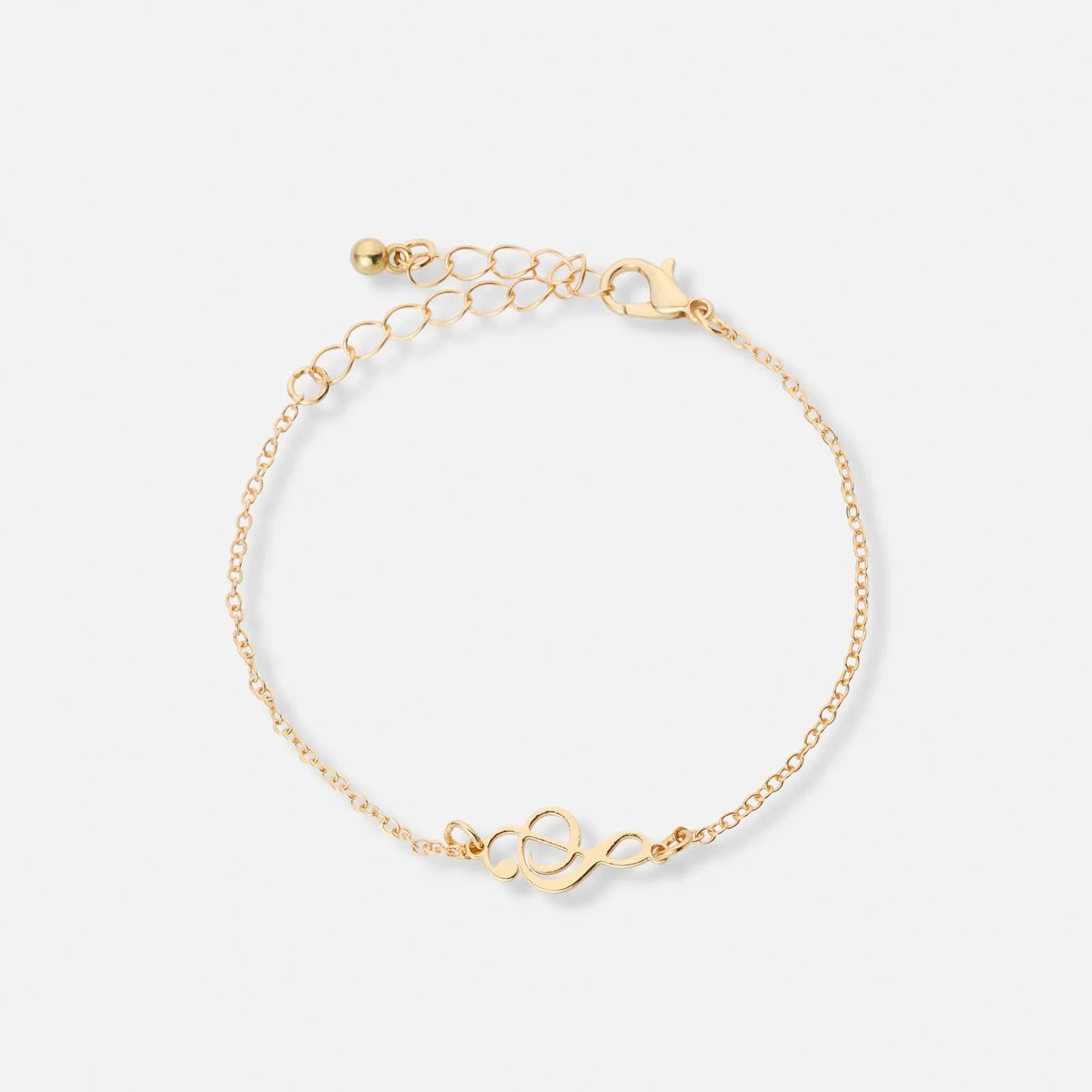 Guldfärgat armband, G-klav - 17+5 cm 1