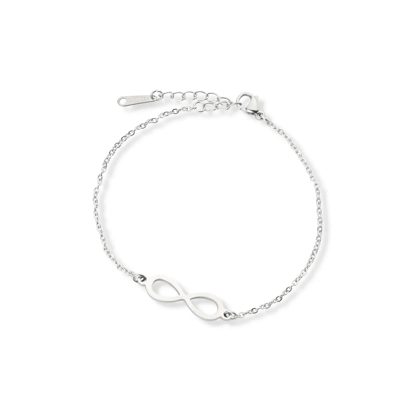 Silverfärgat armband, evighetssymbol - 17+5 cm