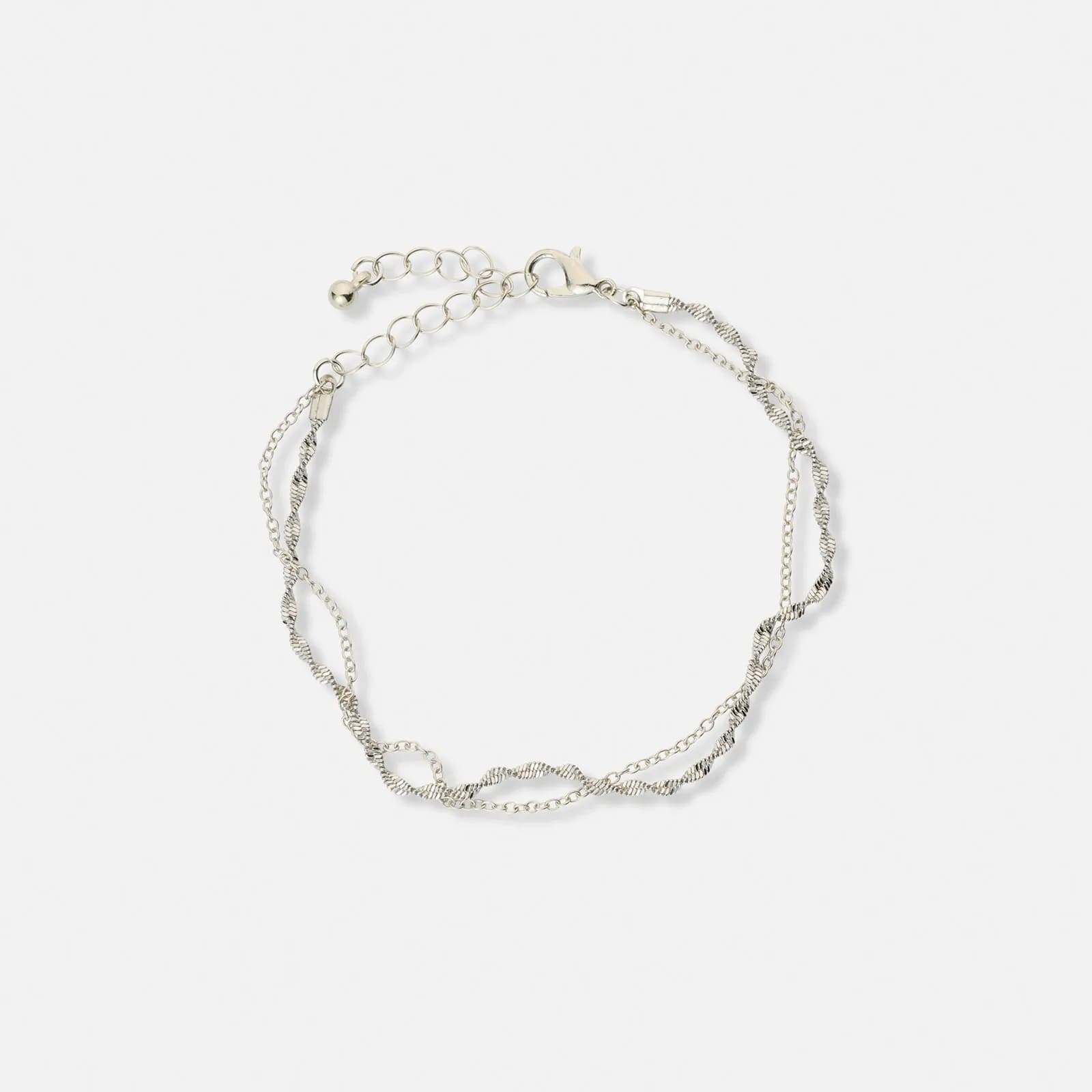 2-radigt silverfärgat armband, singapore & pansar - 19+5 cm 1