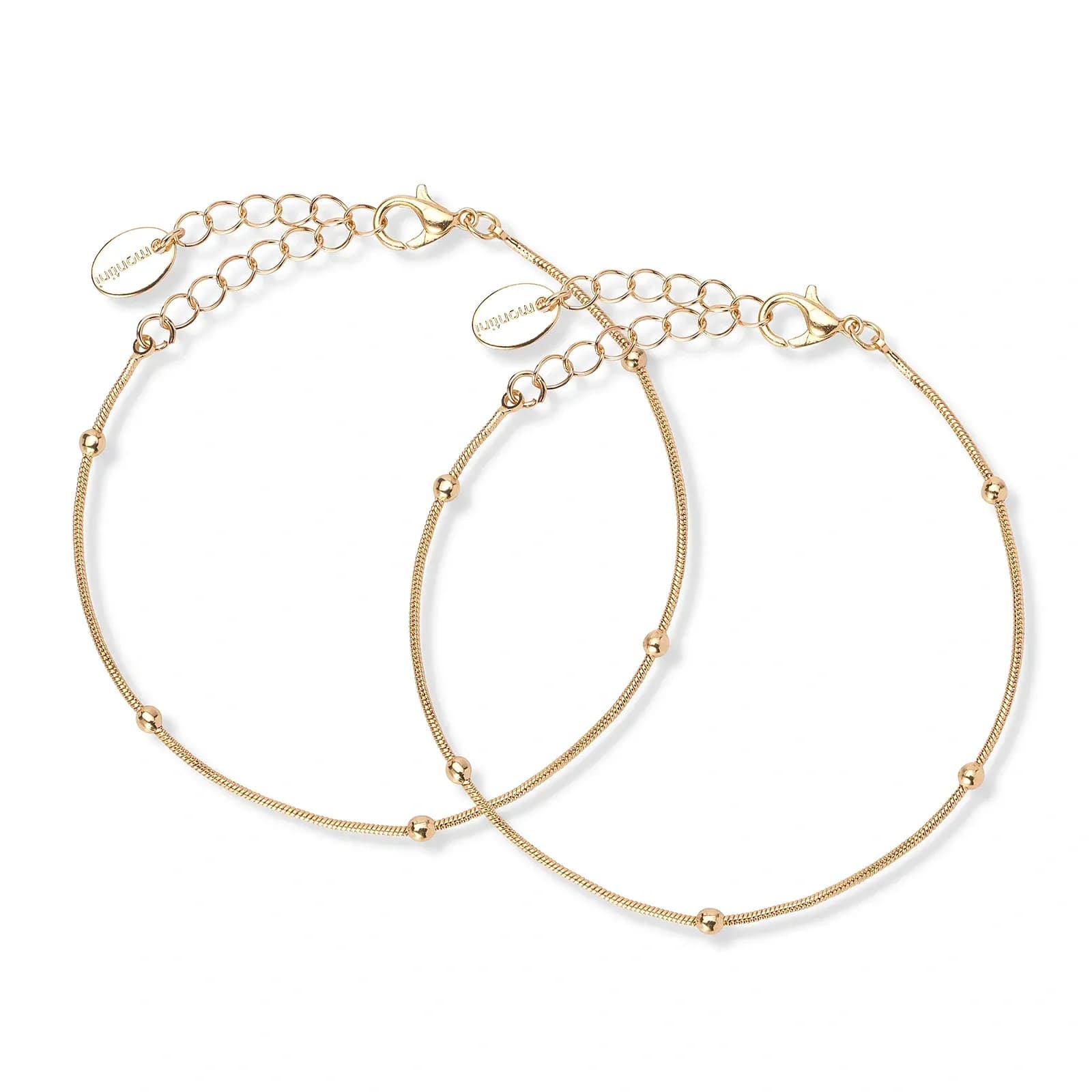 2-pack guldfärgade armband, kulor - 17+5 cm