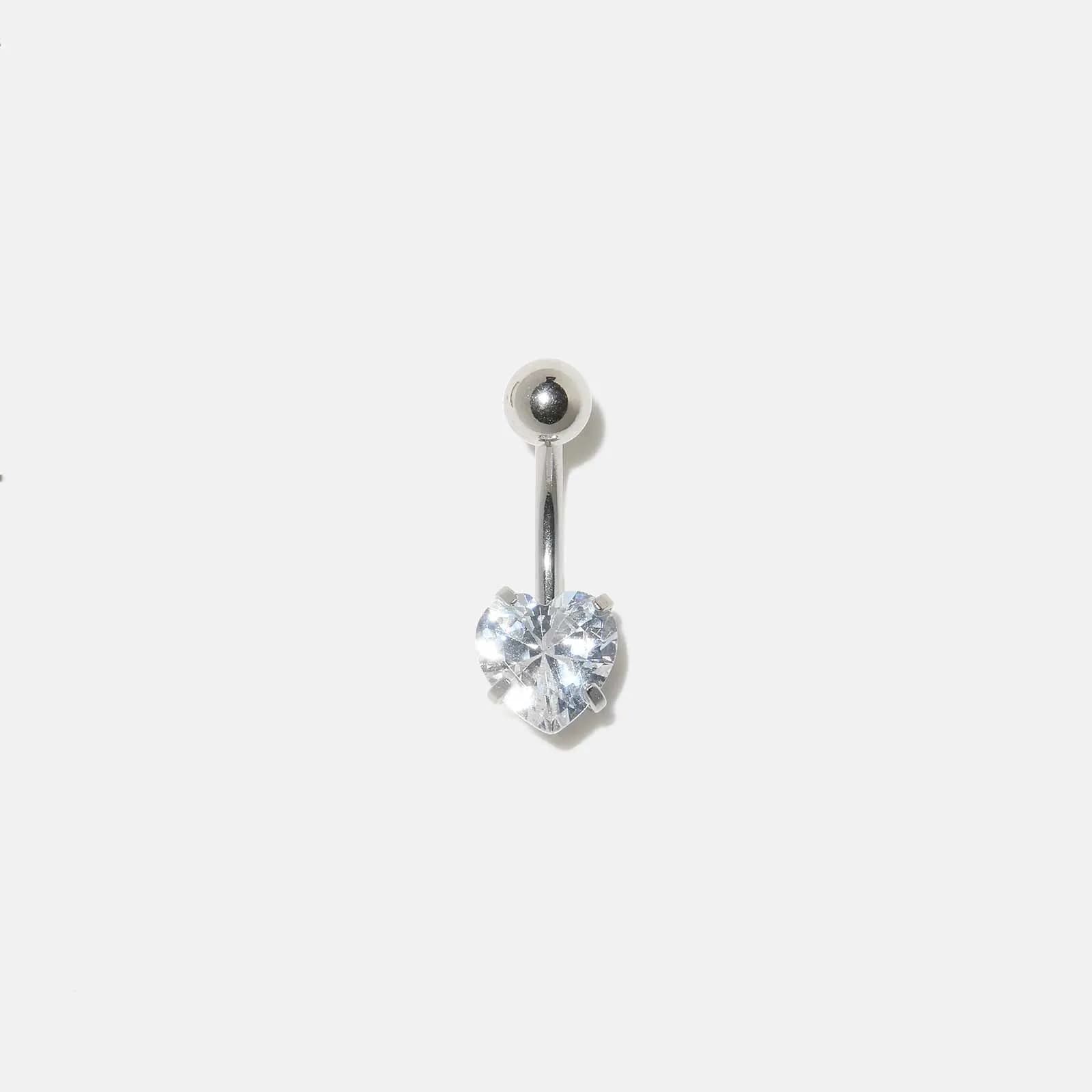 Navelpiercing barbell i stål - hjärtformad Zirkonia