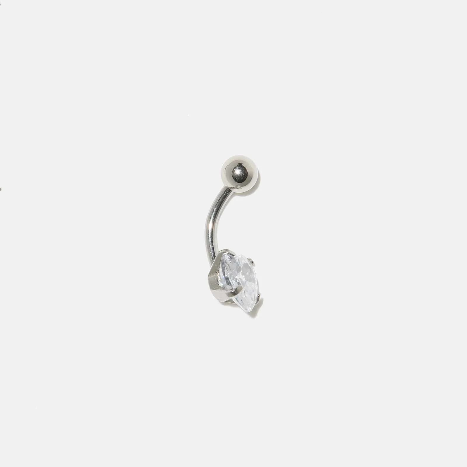 Navelpiercing barbell i stål - hjärtformad Zirkonia 2