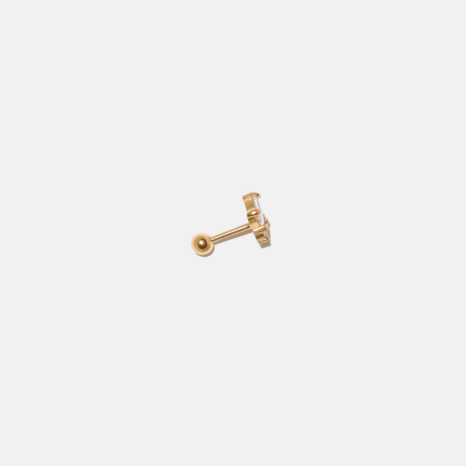 Guldfärgad Ear Piercing i stål - stud med fjäril 2