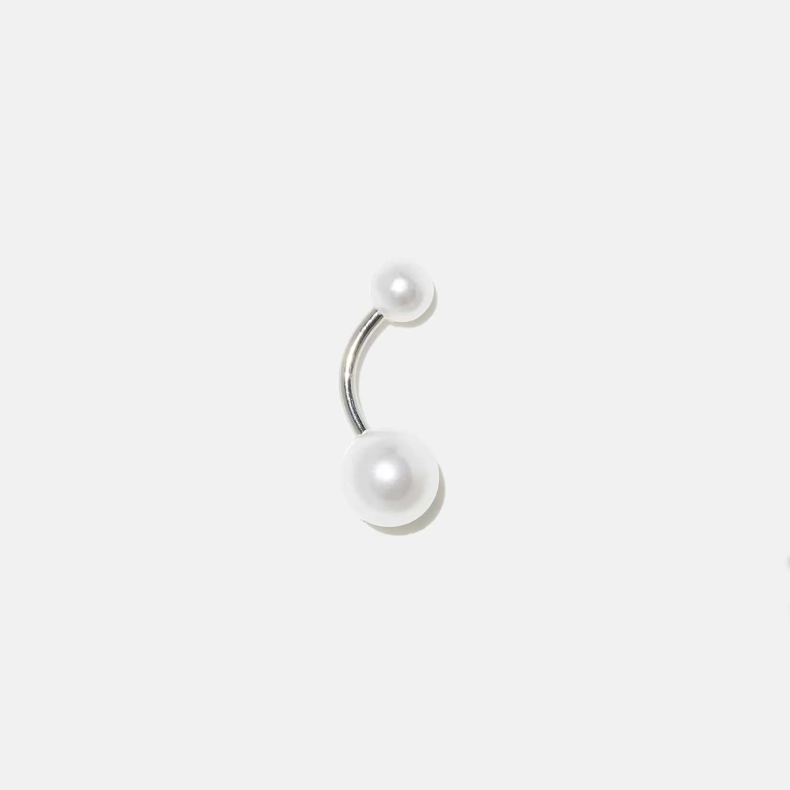 Navelpiercing barbell i stål - pärlor 2