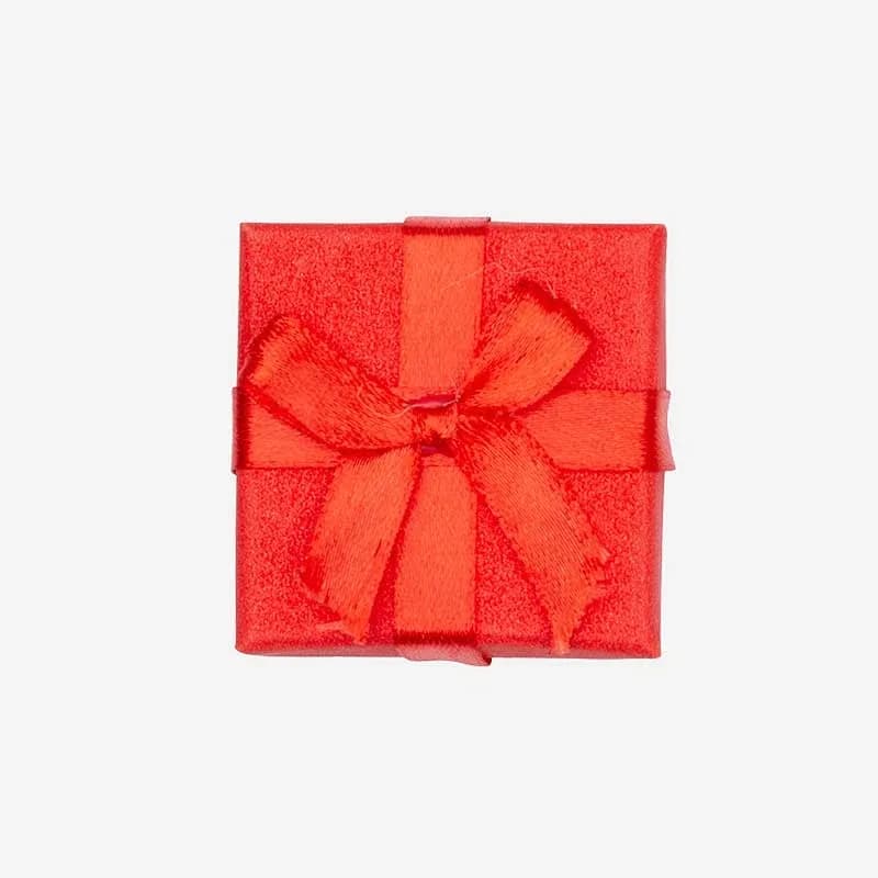 Presentask - röd glitter 5x5 cm