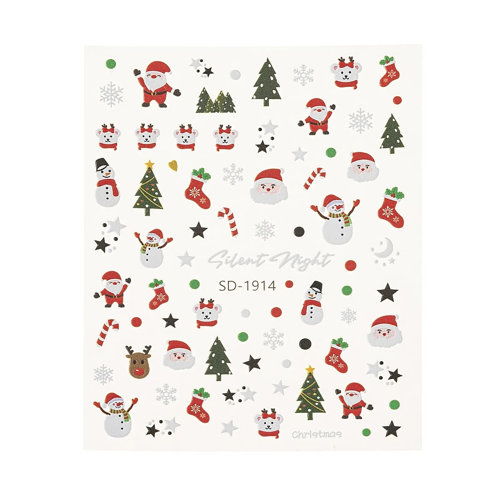 Flerfärgade nagelstickers, julfigurer - 8x13 cm 2