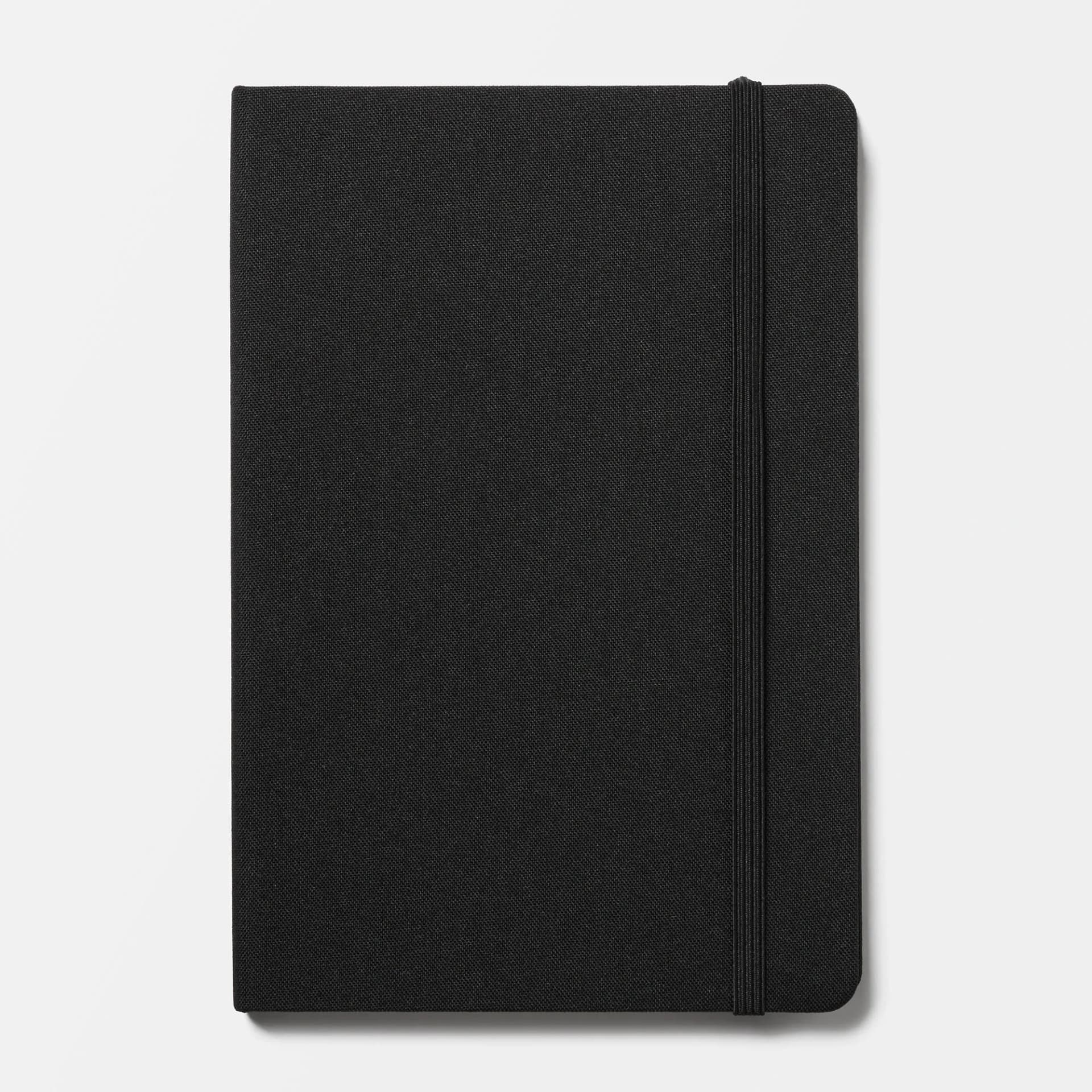 Svart anteckningsblock i textil - A5