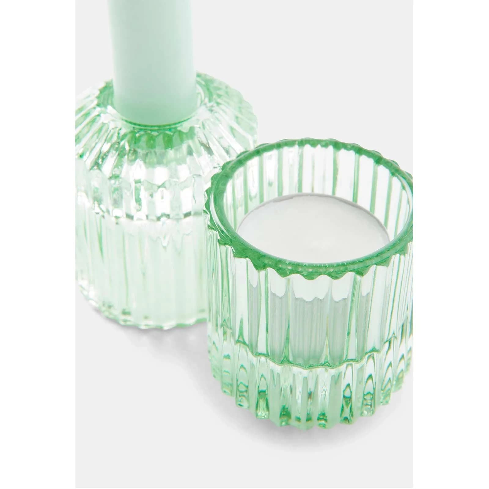 Presentset 2-pack ljusgröna ljus och ljusstakar 3