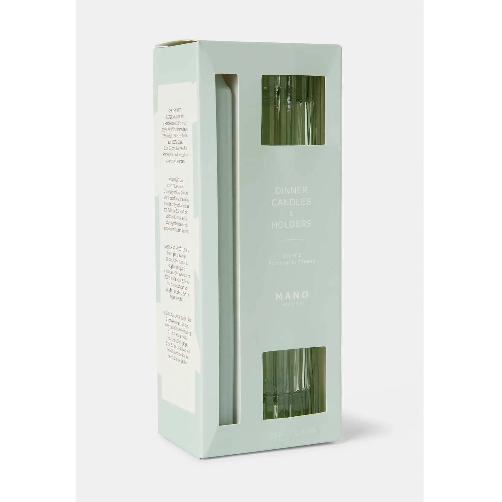 Presentset 2-pack ljusgröna ljus och ljusstakar 4