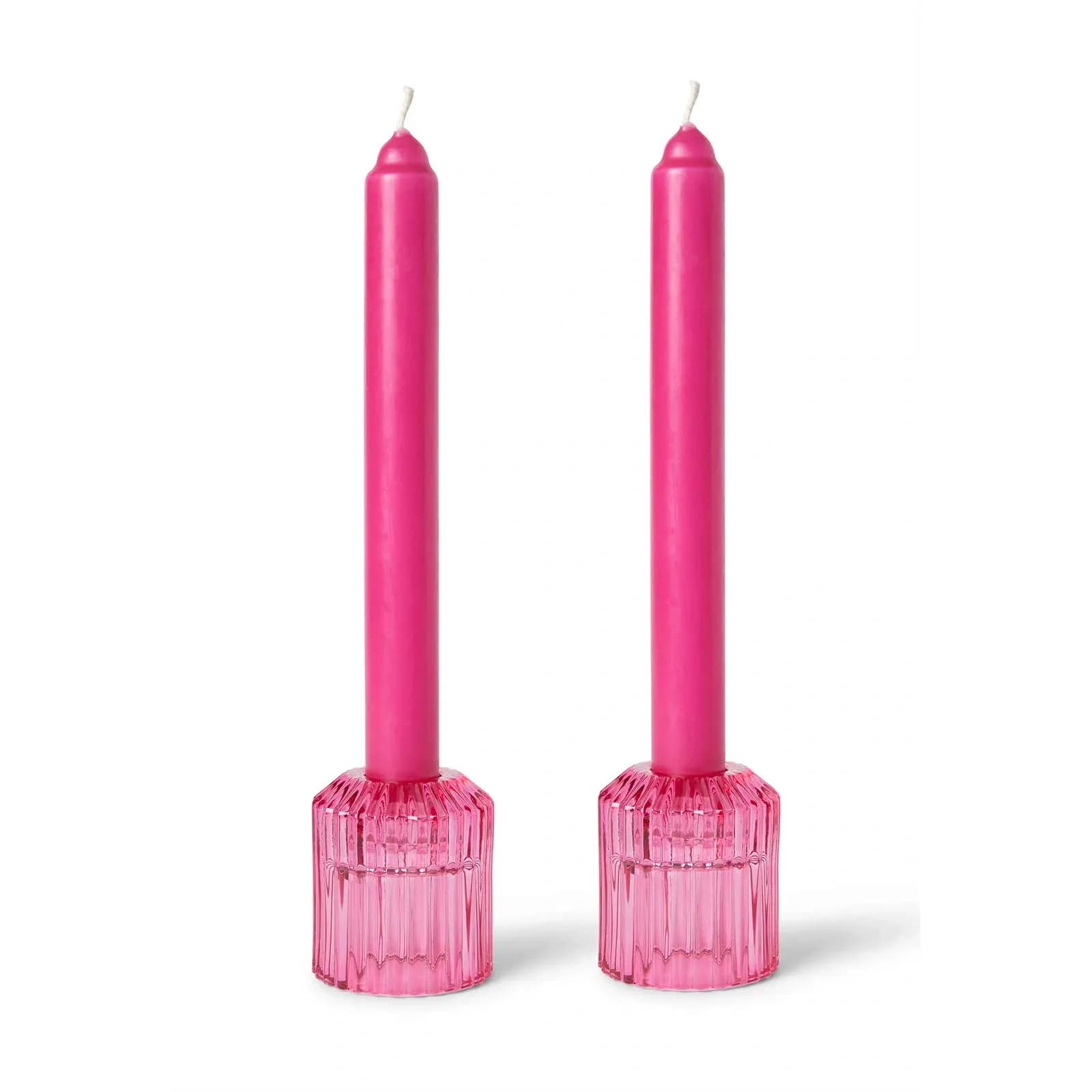 Presentset 2-pack rosa ljus och ljusstakar