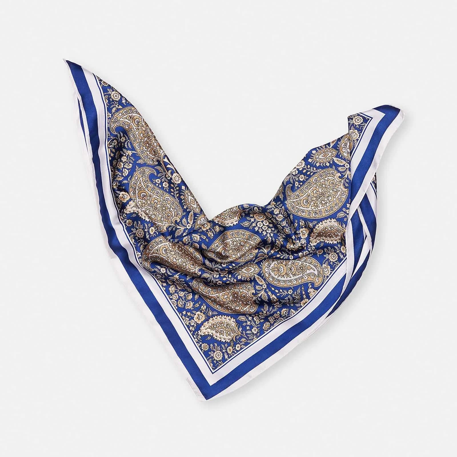 Blå och beige paisley-mönstrad scarf 2