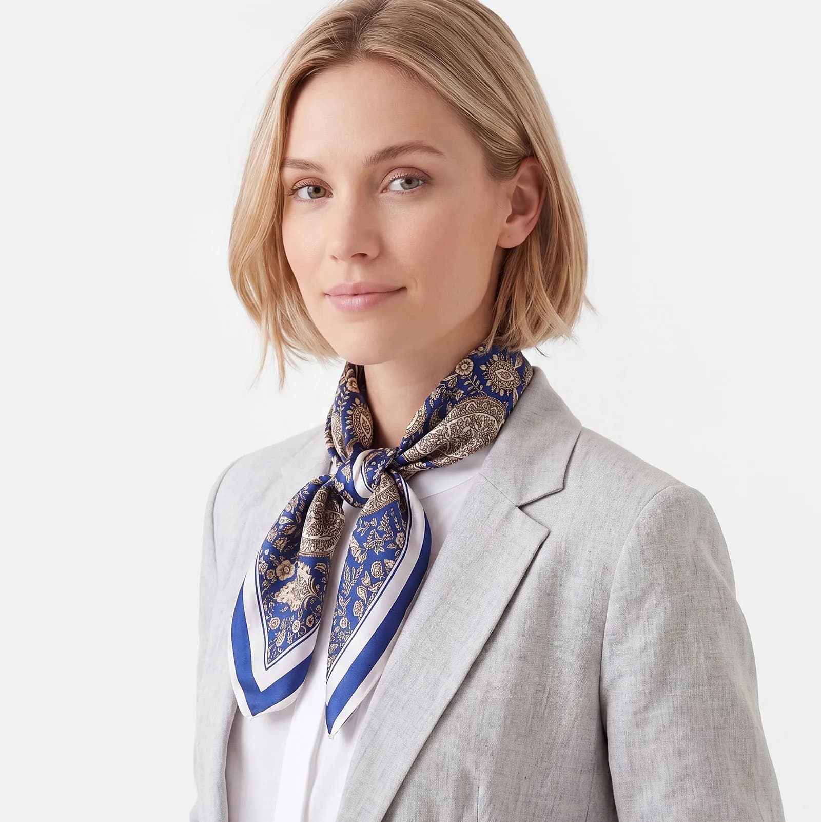 Blå och beige paisley-mönstrad scarf 3