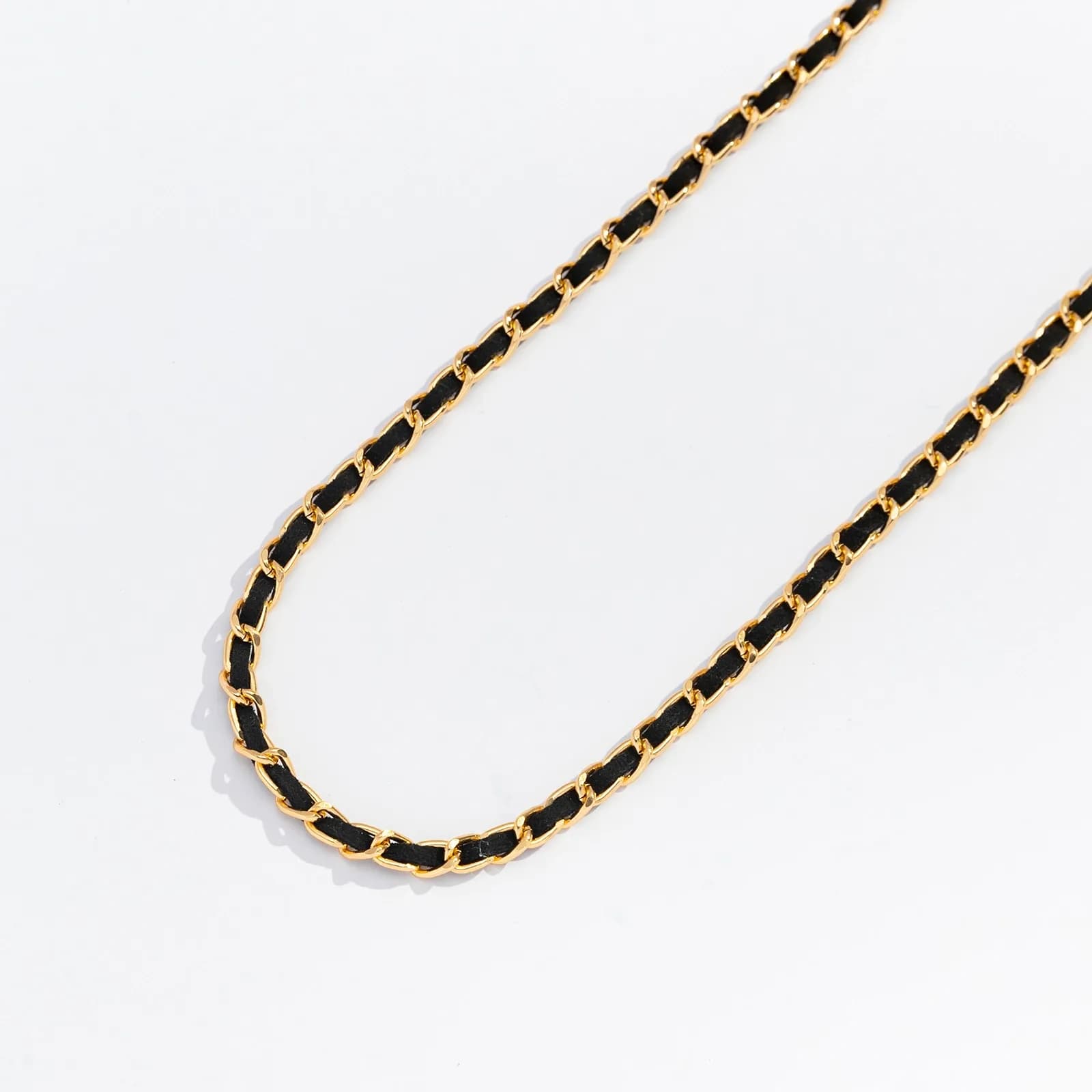 Guldfärgad glasögonkedja, flätat svart band – 70 cm 2