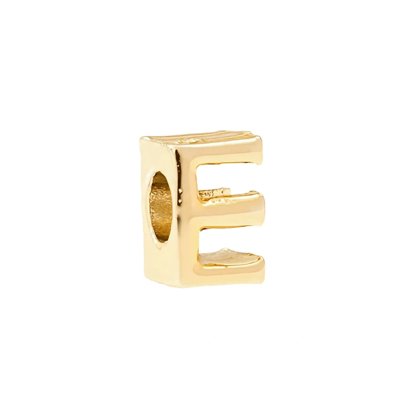 Guldfärgad armbandsberlock, bokstav E