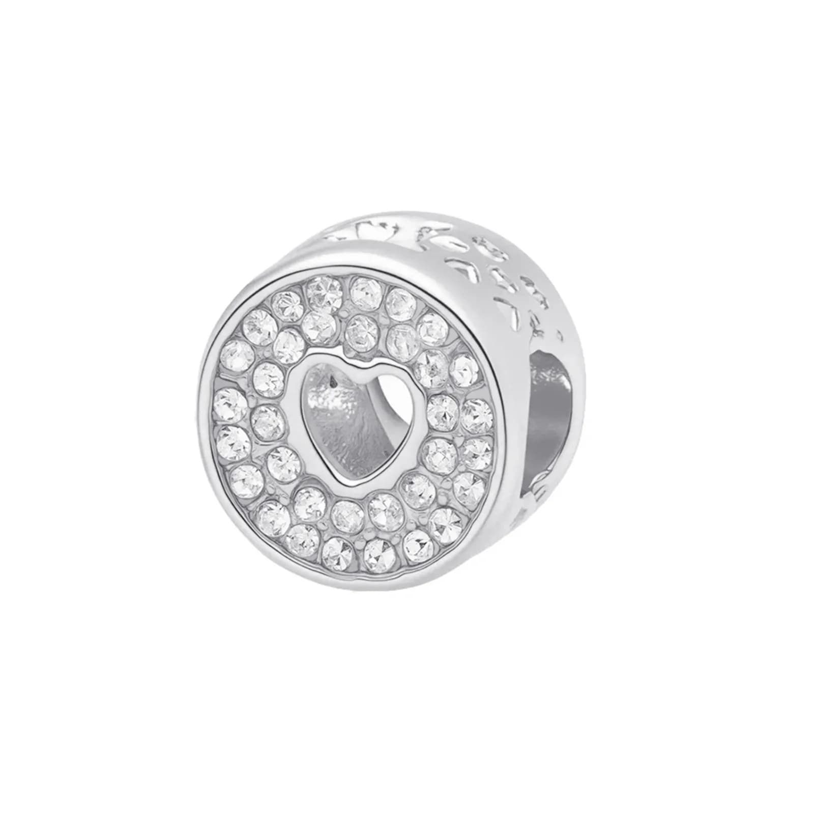 Silverfärgad armbandsberlock, glittrigt hjärta