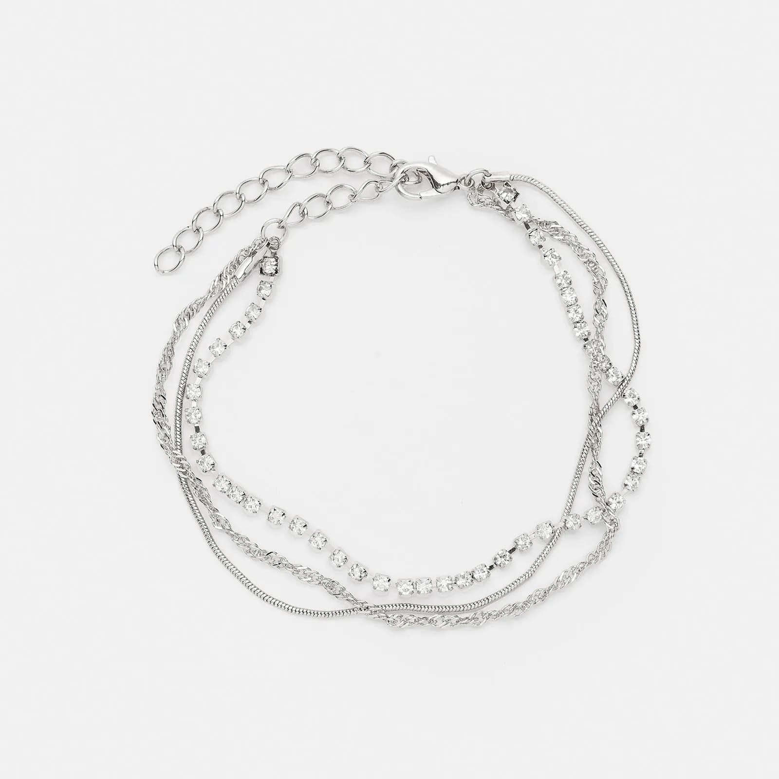 Silverfärgad fotlänk - tre kedjor, 19+6cm