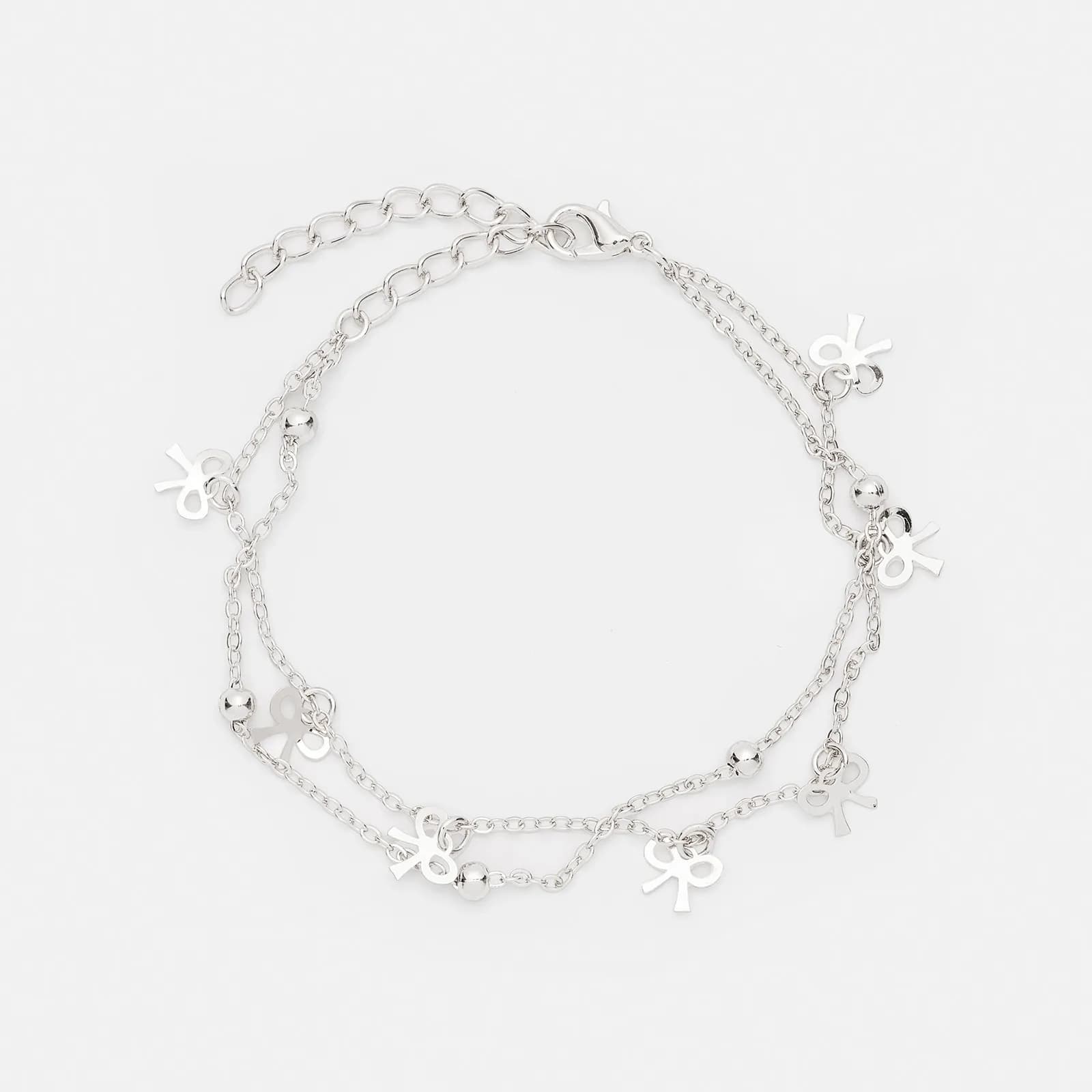Silverfärgad fotlänk - rosetter, 20+7cm