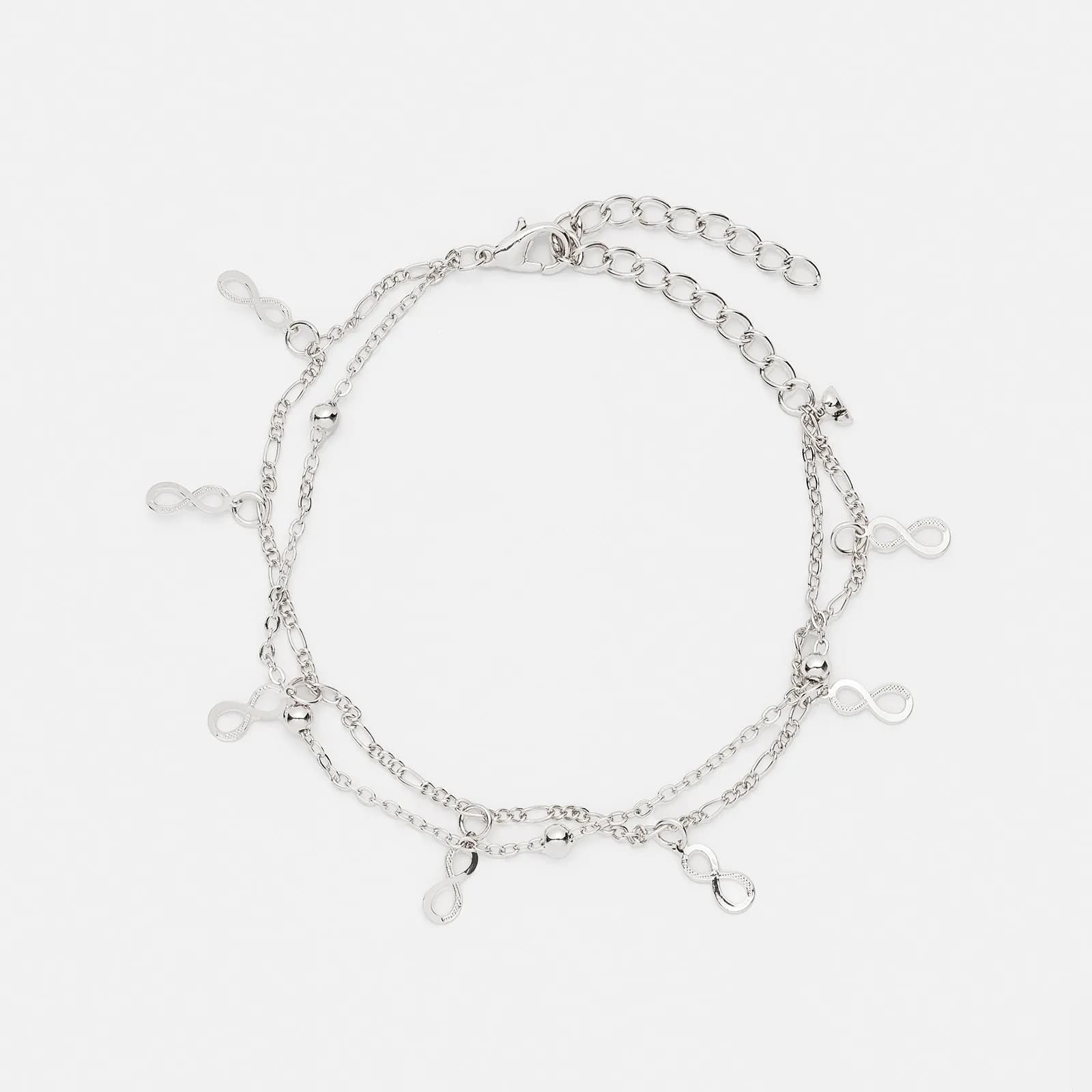 Silverfärgad fotlänk - infinitysymboler, 20+7cm