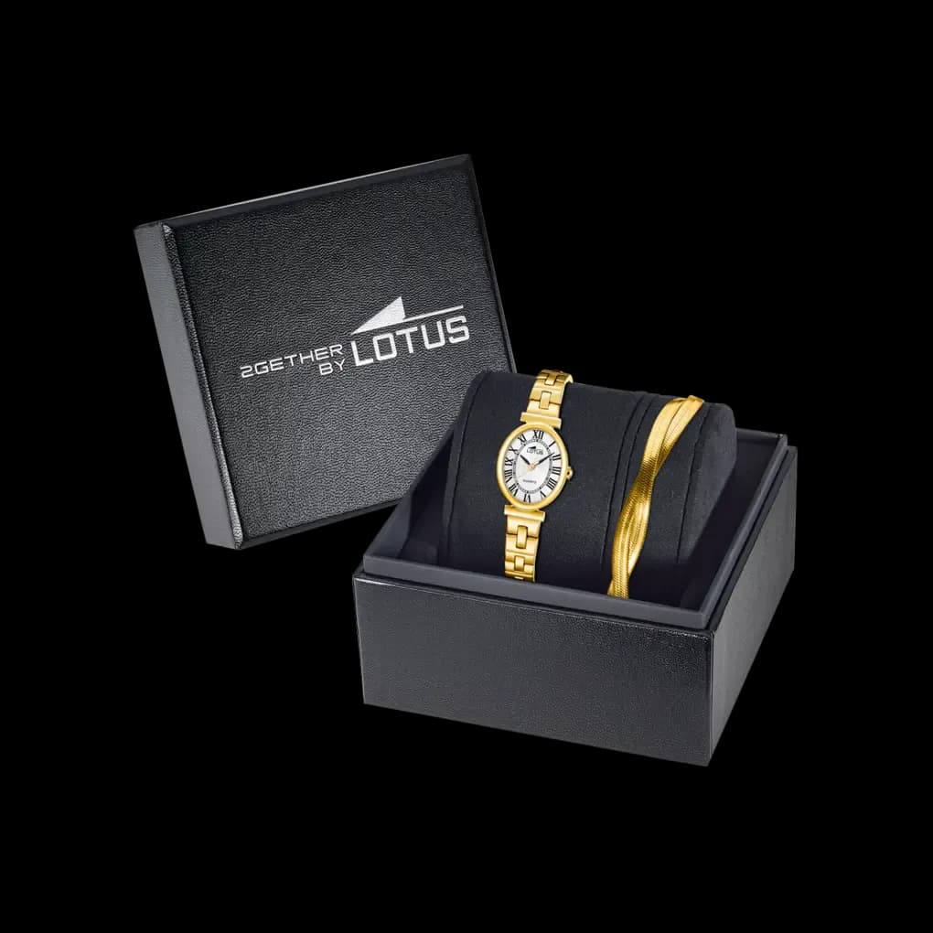 Lotus 2gether dam vit/guld, metallband - L19018/5 2