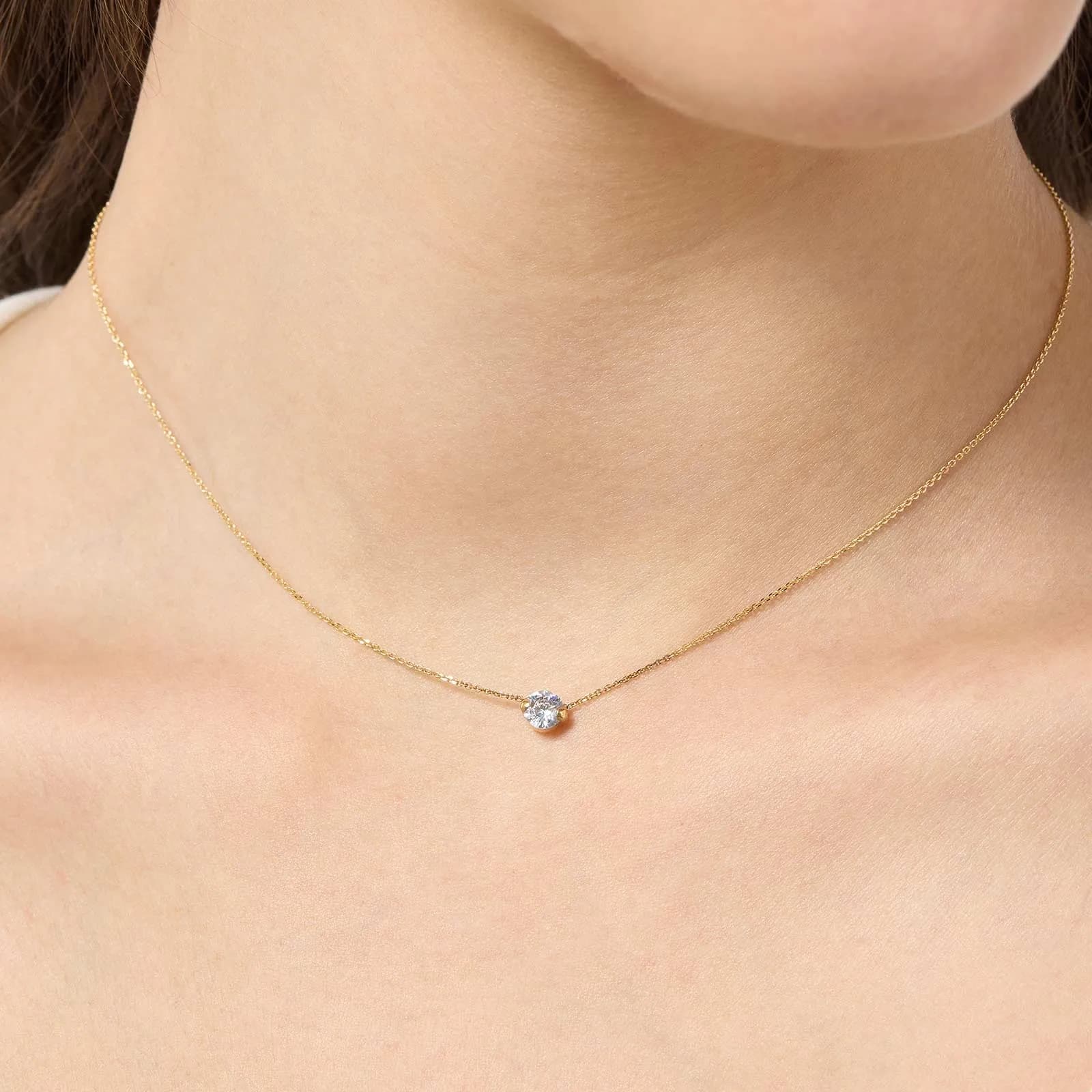 Halsband 18k guld med 5mm Kubisk Zirkonia 2