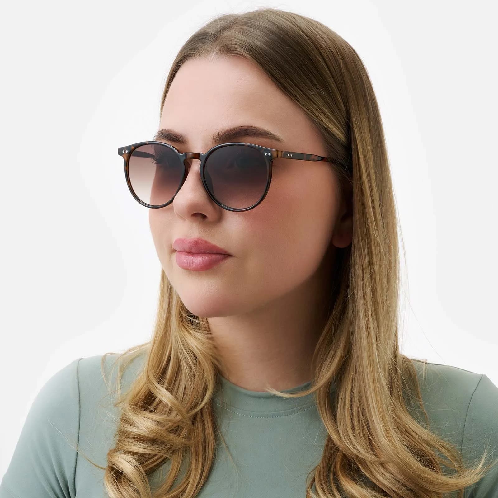 Solglasögon unisex Round, bruna bågar 2