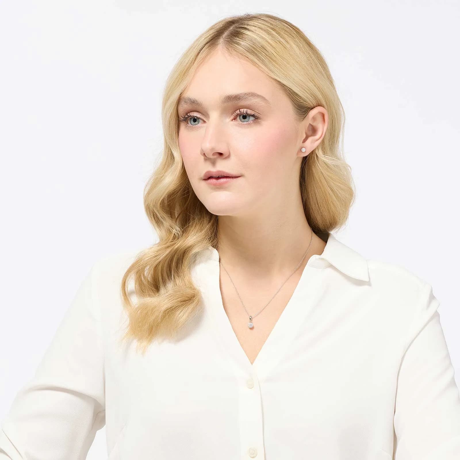 Set i äkta silver halsband & örhängen, kristallbollar 2
