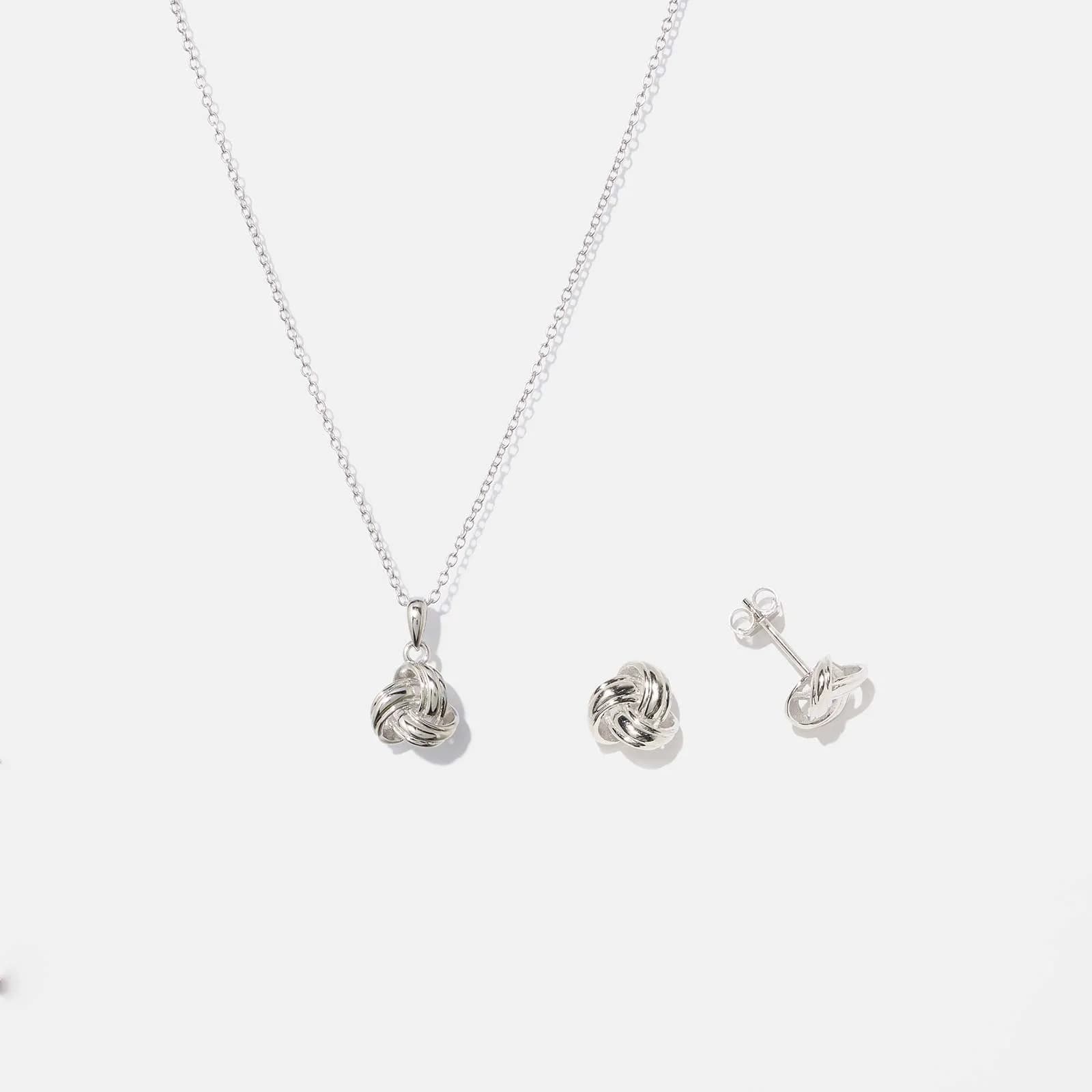 Set i äkta silver halsband & örhängen, evighetsknutar 2