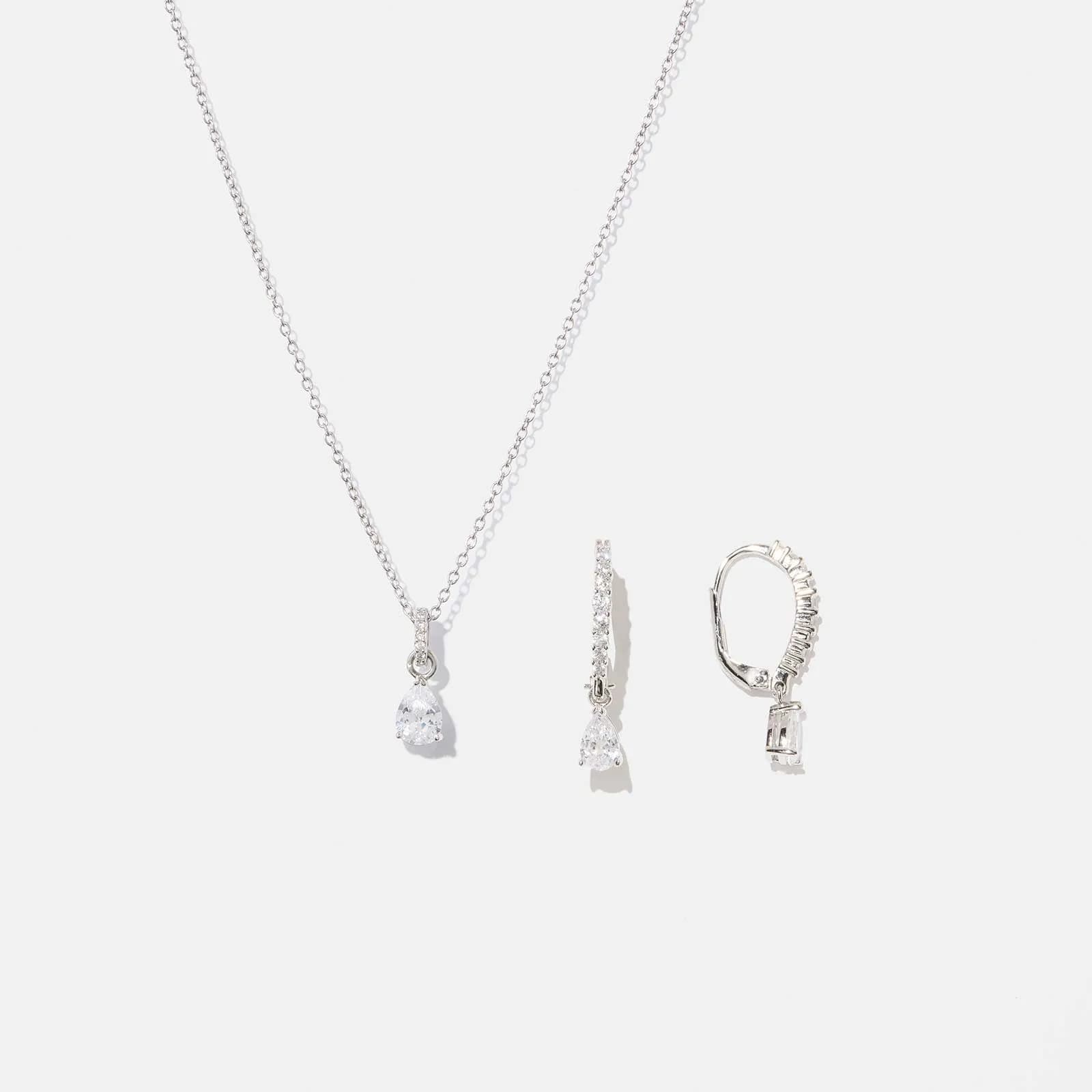Set i äkta silver halsband & örhängen, droppformad sten 2