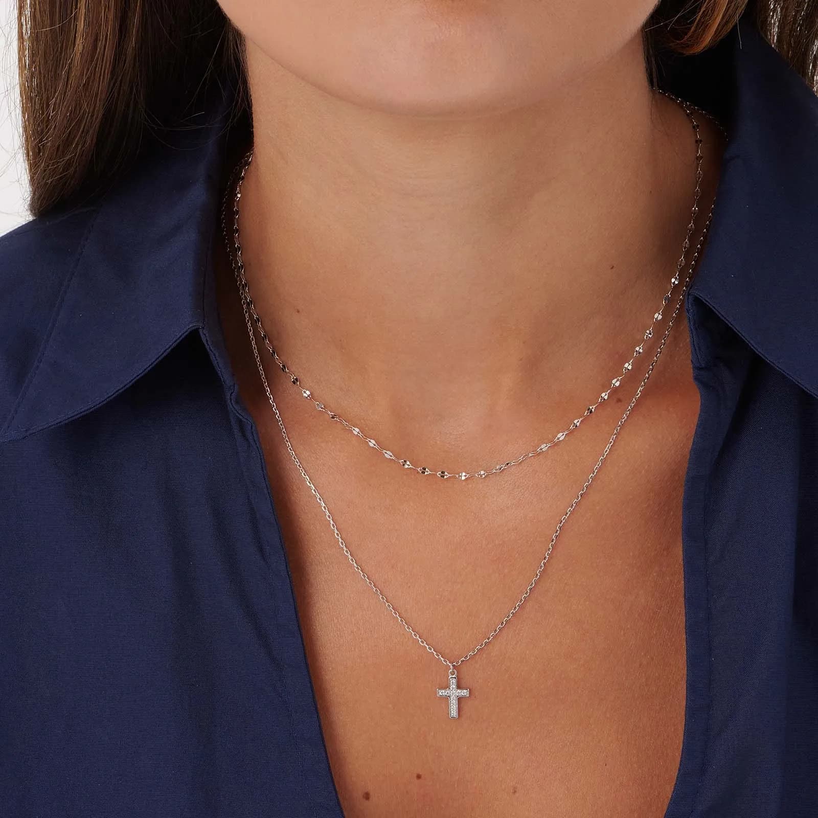 Set med 2-par halsband i äkta silver - 42+3cm 4