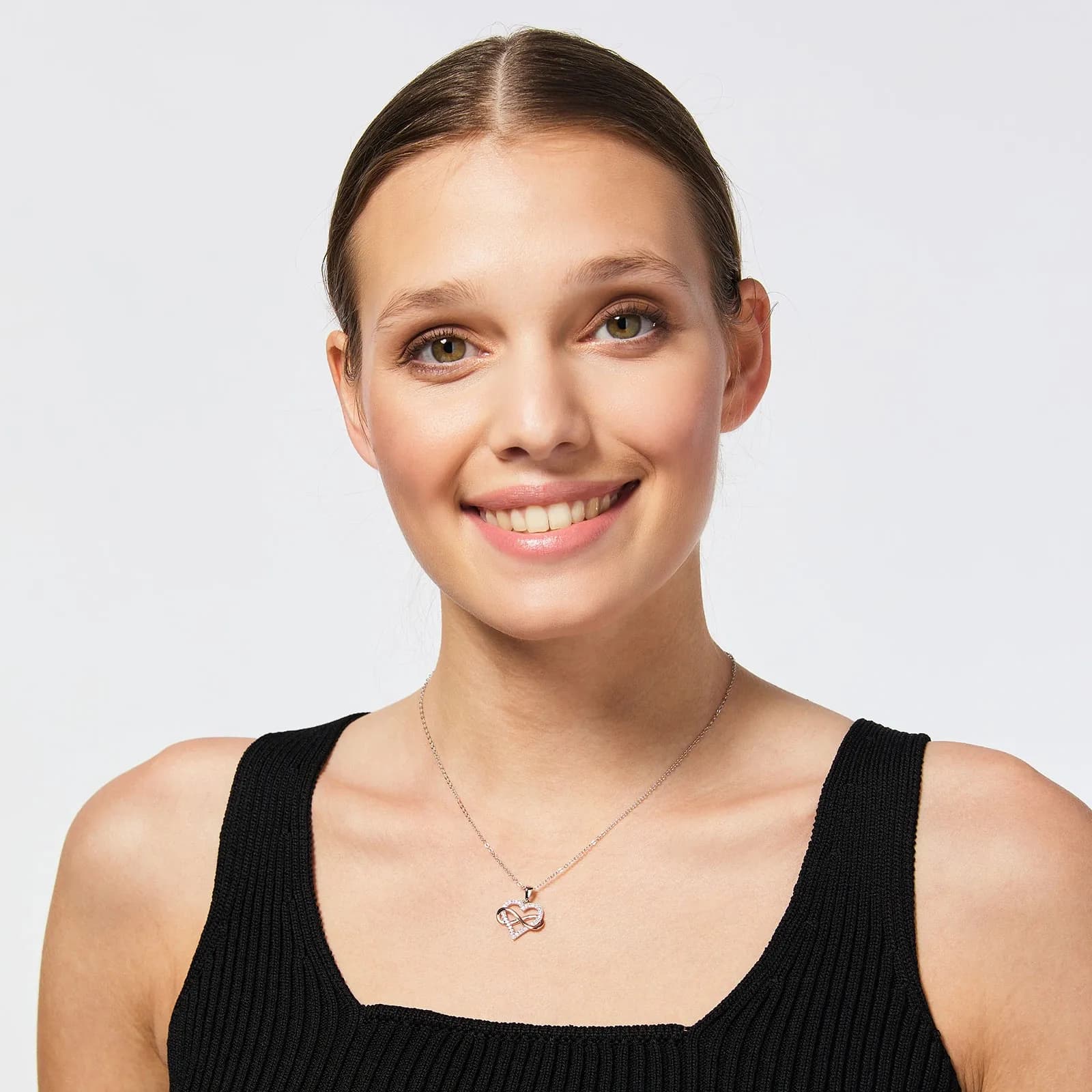 Halsband äkta silver - bicolor hjärta, 42+5 cm 4