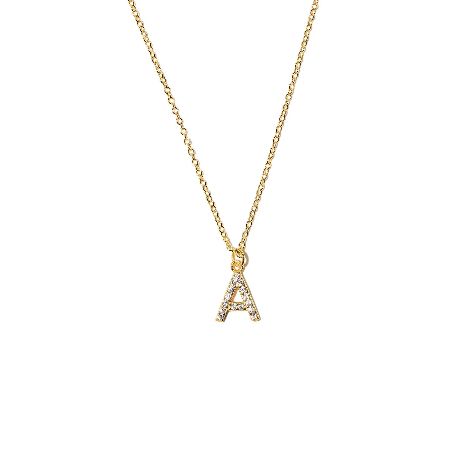 Guldpläterat halsband bokstav A - 42+3 cm