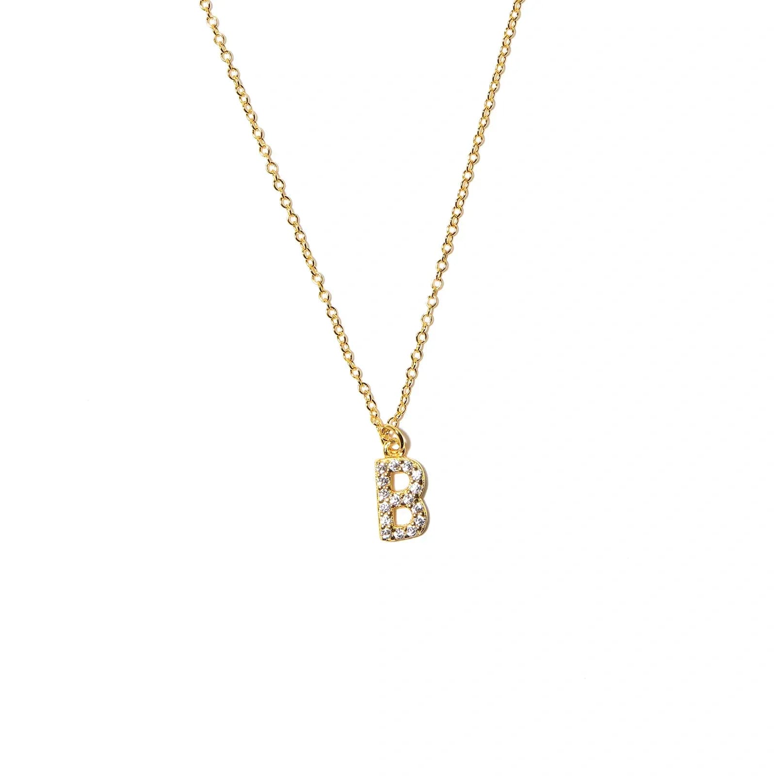 Guldpläterat halsband bokstav B - 42+3 cm