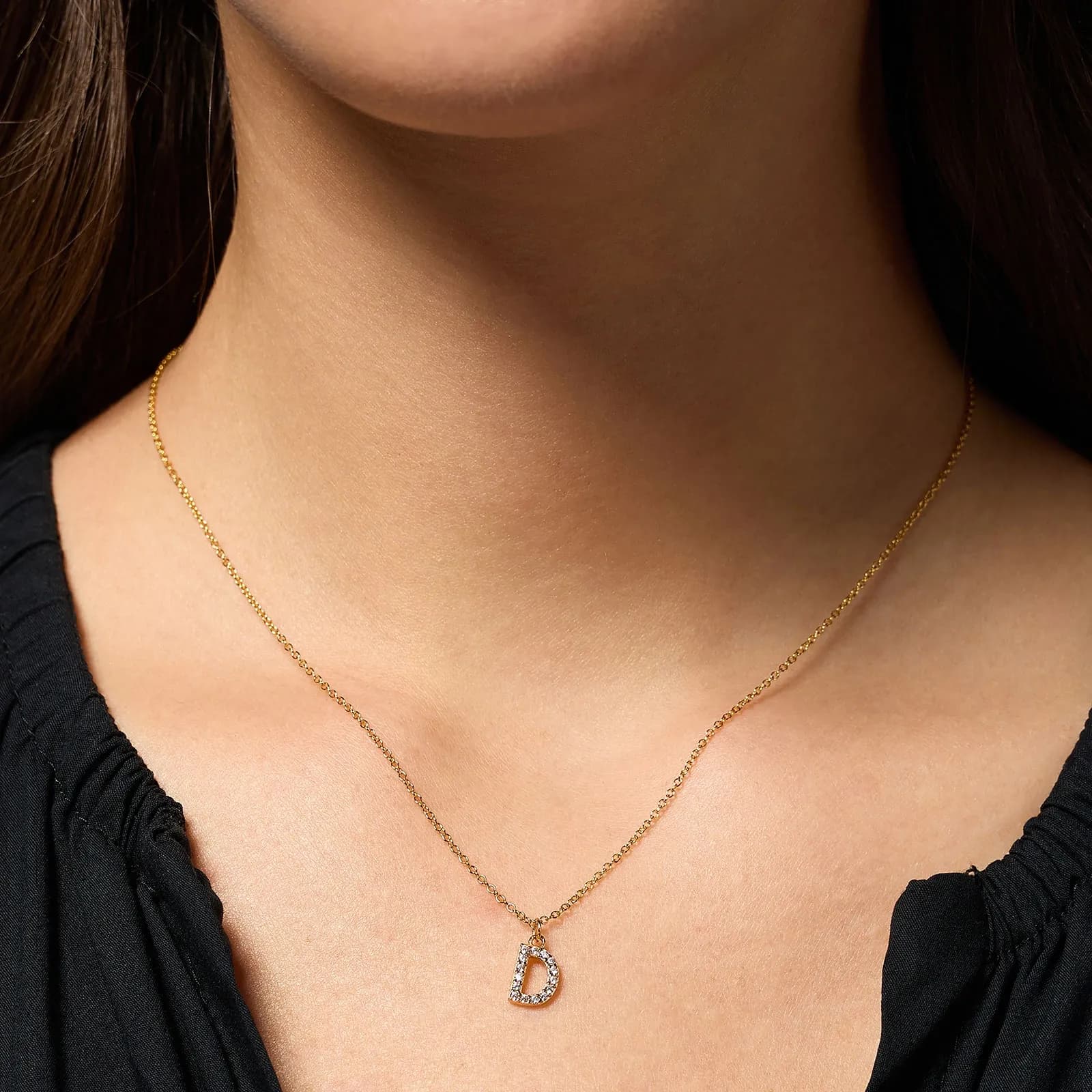 Guldpläterat halsband bokstav D - 42+3 cm 2