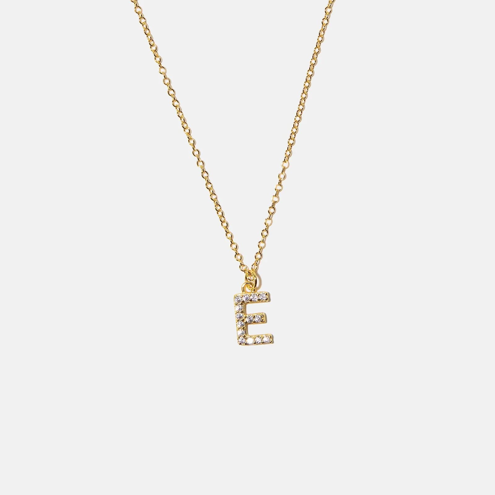 Guldpläterat halsband bokstav E - 42+3 cm