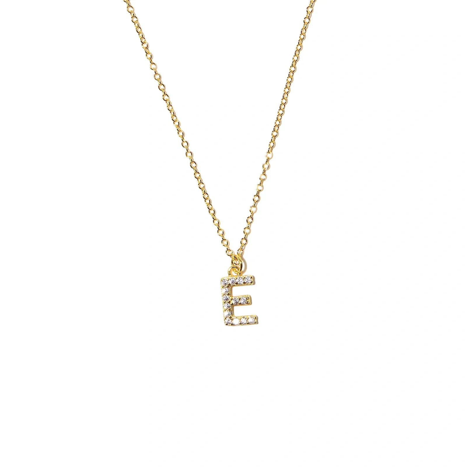 Guldpläterat halsband bokstav E - 42+3 cm