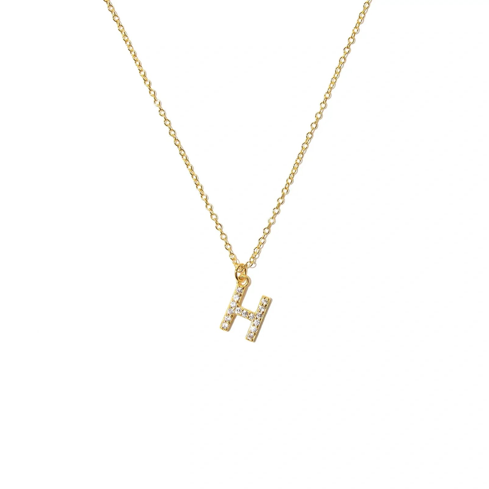 Guldpläterat halsband bokstav H - 42+3 cm