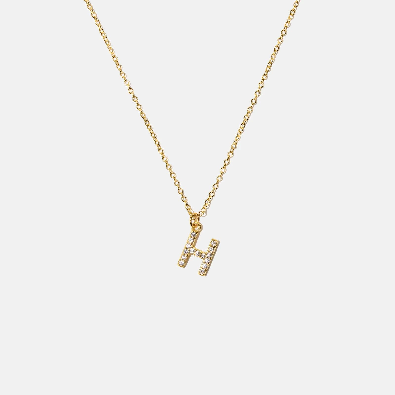 Guldpläterat halsband bokstav H - 42+3 cm