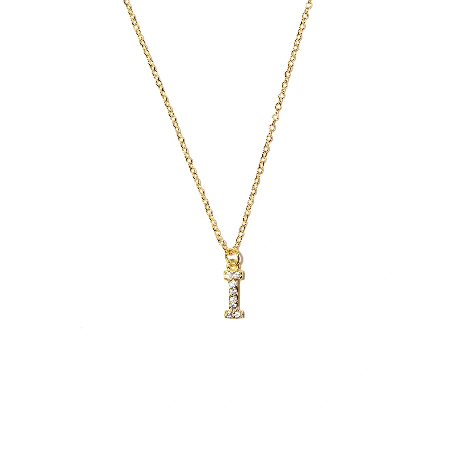 Guldpläterat halsband bokstav I - 42+3 cm