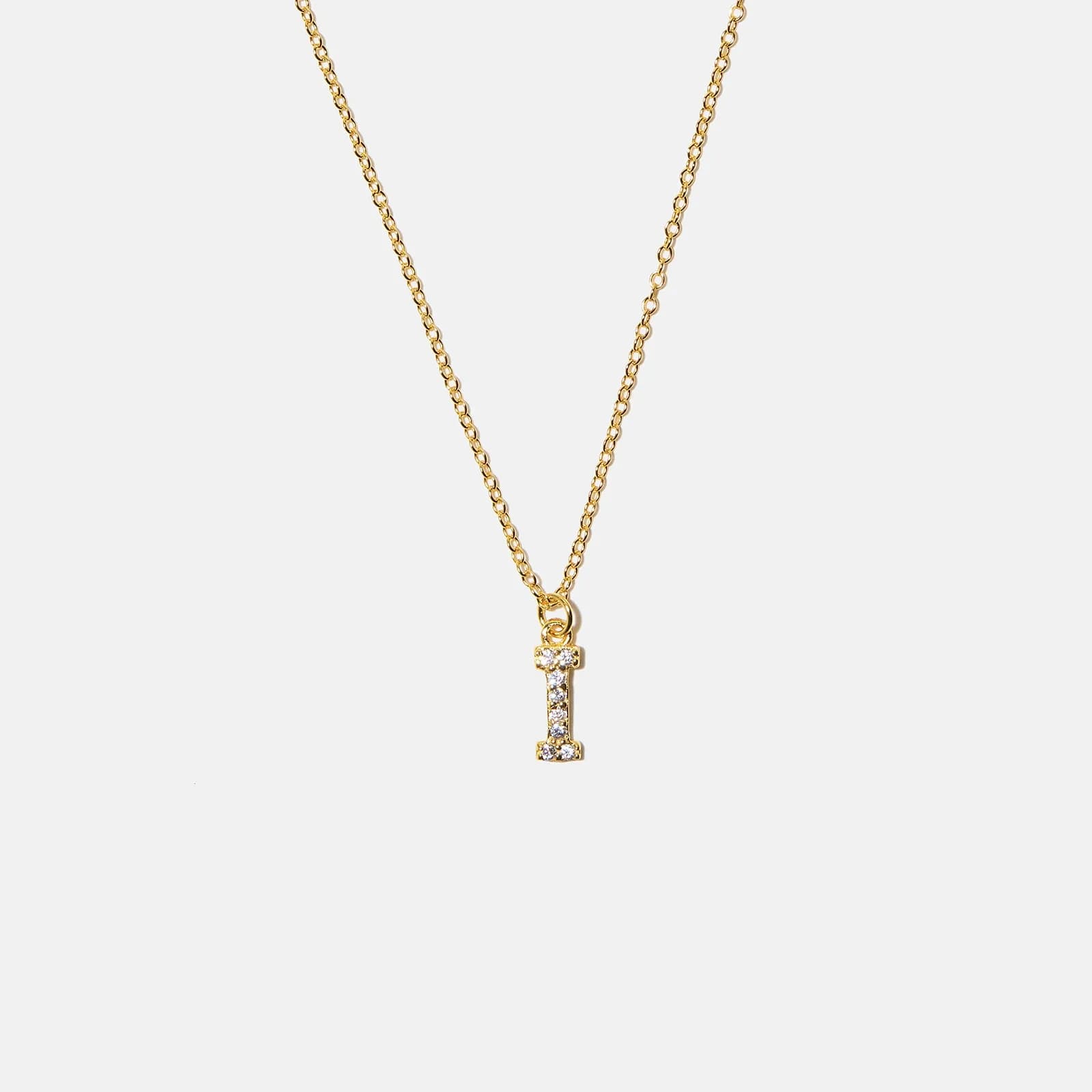 Guldpläterat halsband bokstav I - 42+3 cm