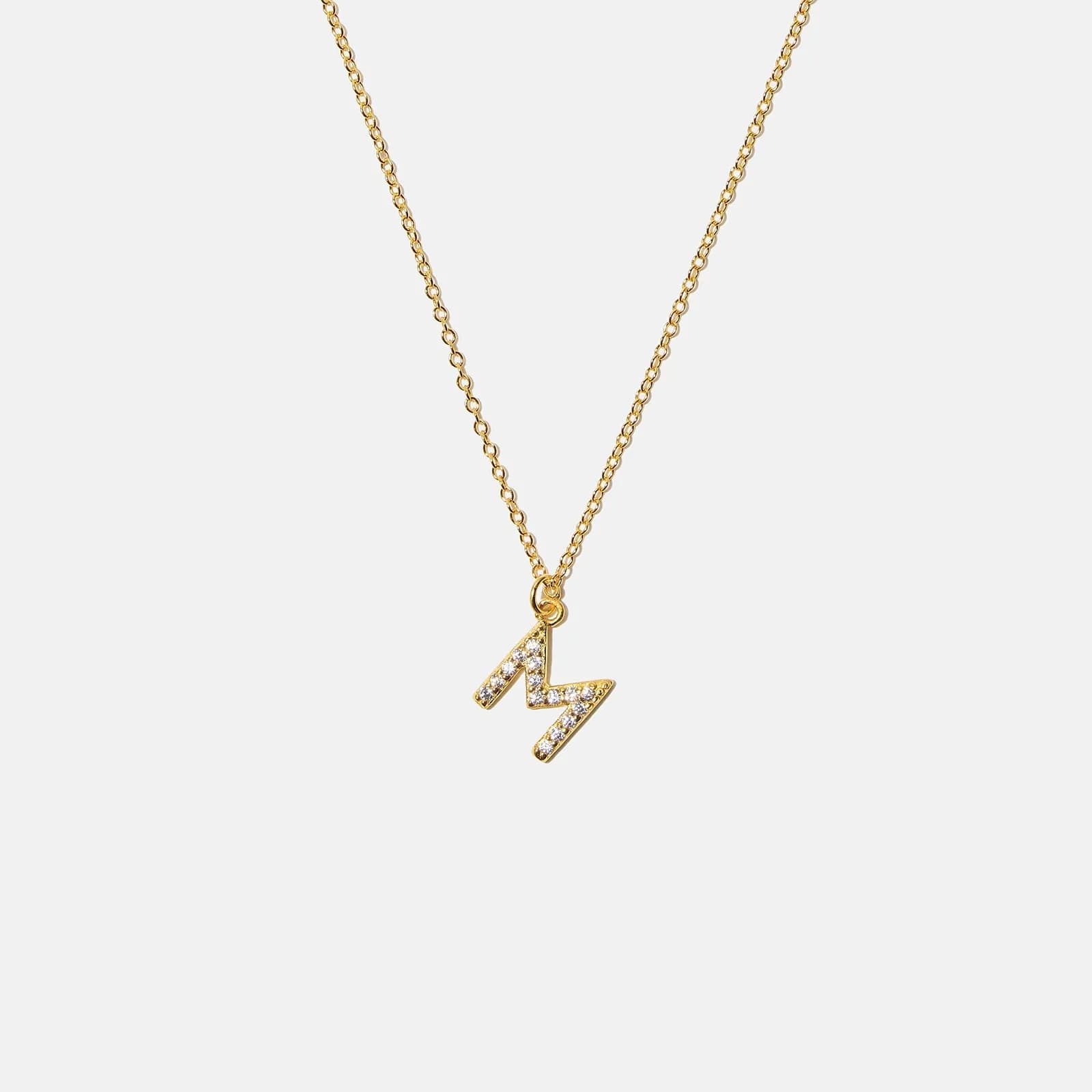 Guldpläterat halsband bokstav M - 42+3 cm 1