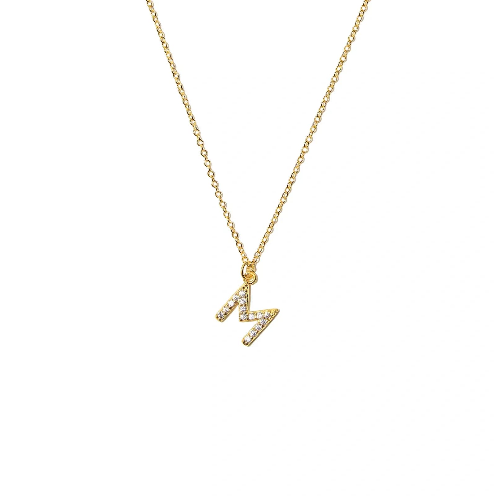 Guldpläterat halsband bokstav M - 42+3 cm