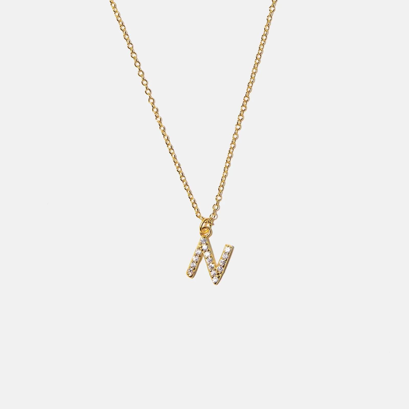 Guldpläterat halsband bokstav N - 42+3 cm 1